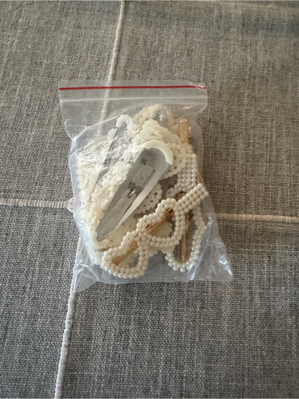 Pearl-Trim Heart & Lace Hair Clip Set - Ivory
